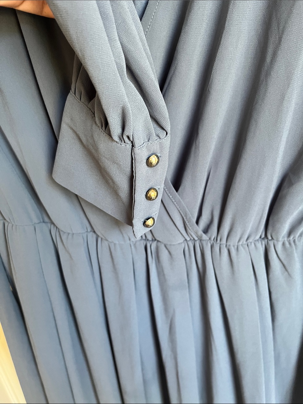 Bohme Slate Blue Faux-Wrap Long Sleeve Maxi Dress - Picture 2 of 6